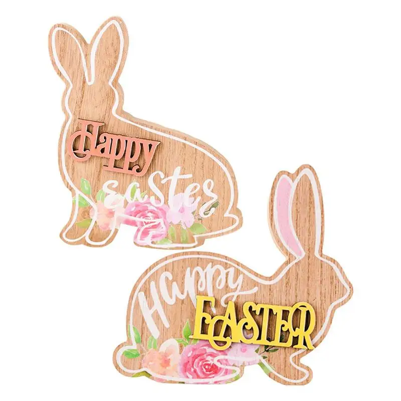 

Деревянный счастливый Пасхальный кролик, настольные украшения, кролики, Декор для дома, фотоаксессуары, украшения, подарки