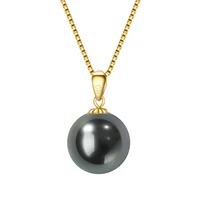 hengsheng 10 11mm tahiti natural ocean black pearls real 18k gold pendant big pearls pendant for women fine jewelry with box