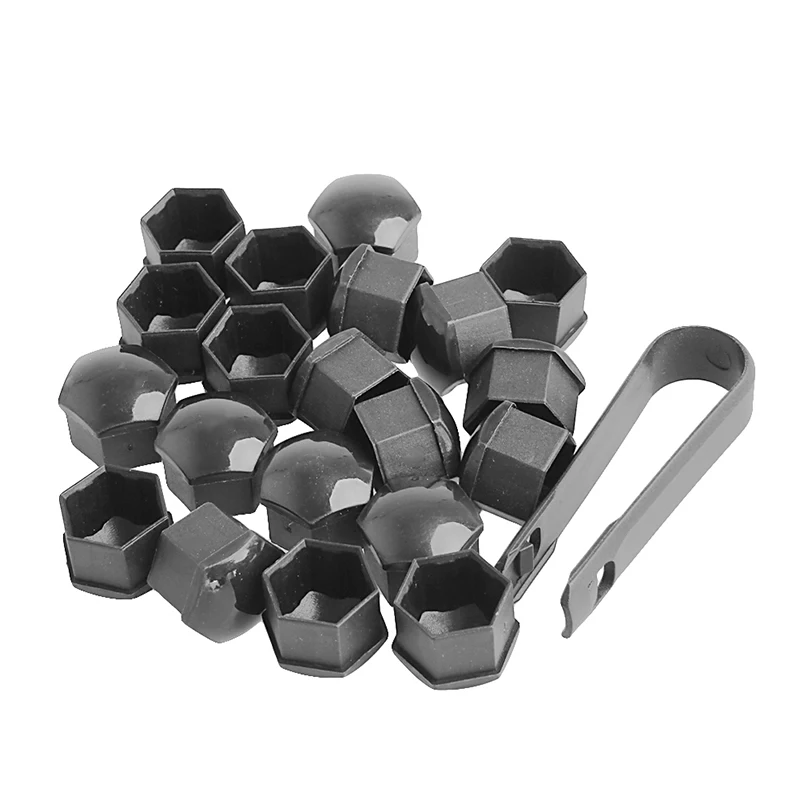 

20Pcs 17mm Car Wheels Plastic Nuts with Screw Removal Tools Gray