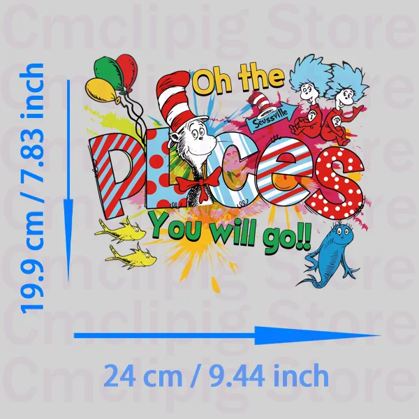 Фото IN MY DR.SEUSS ERA Мультяшные термонаклейки для одежды, термонаклейки для детей, печать на одежду №2