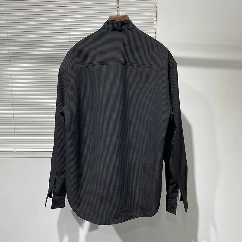 Owen Seak Men Casual Shirt Gothic Men's Clothing Hip Hop Tops Tees Spring Autumn Oversized High Street Long Sleeves Black Shirt