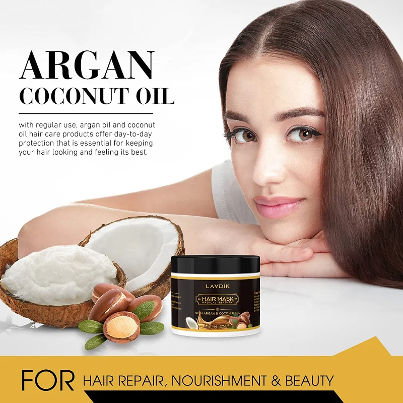 

Argan Oil Hair Mask,Coconut Oil Collagen Hydrating Hair Treatment for Dry Damaged Hair,Natural Deep Conditioner All Hair Types