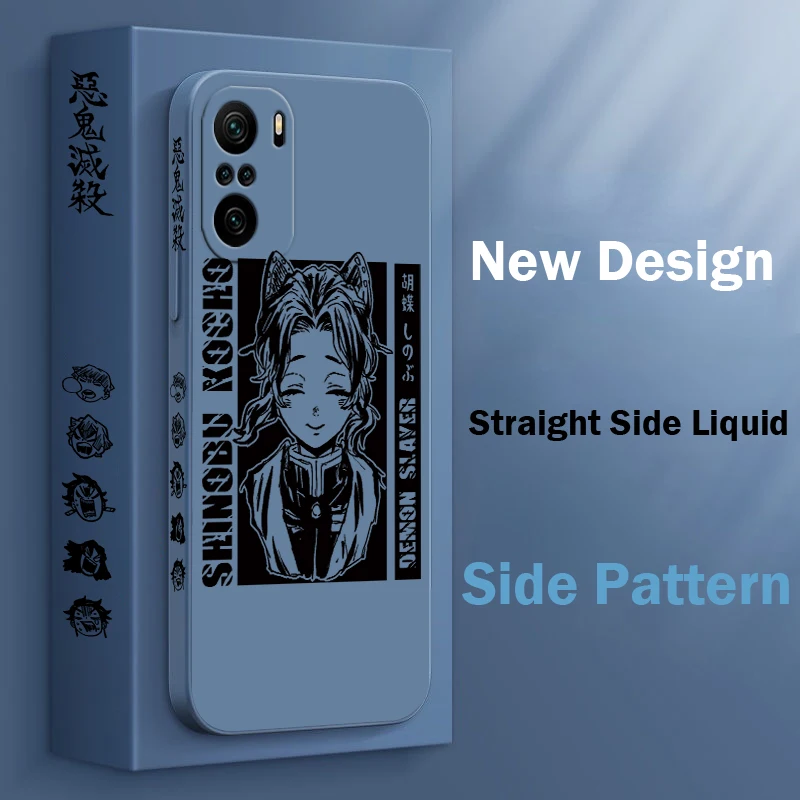 

Demon Slayer Kochou Shinobu Cover For Xiaomi Redmi Note 12 12Pro 11 11S 11T 10S 10 Pro Plus 5G Liquid Left Rope Phone Case