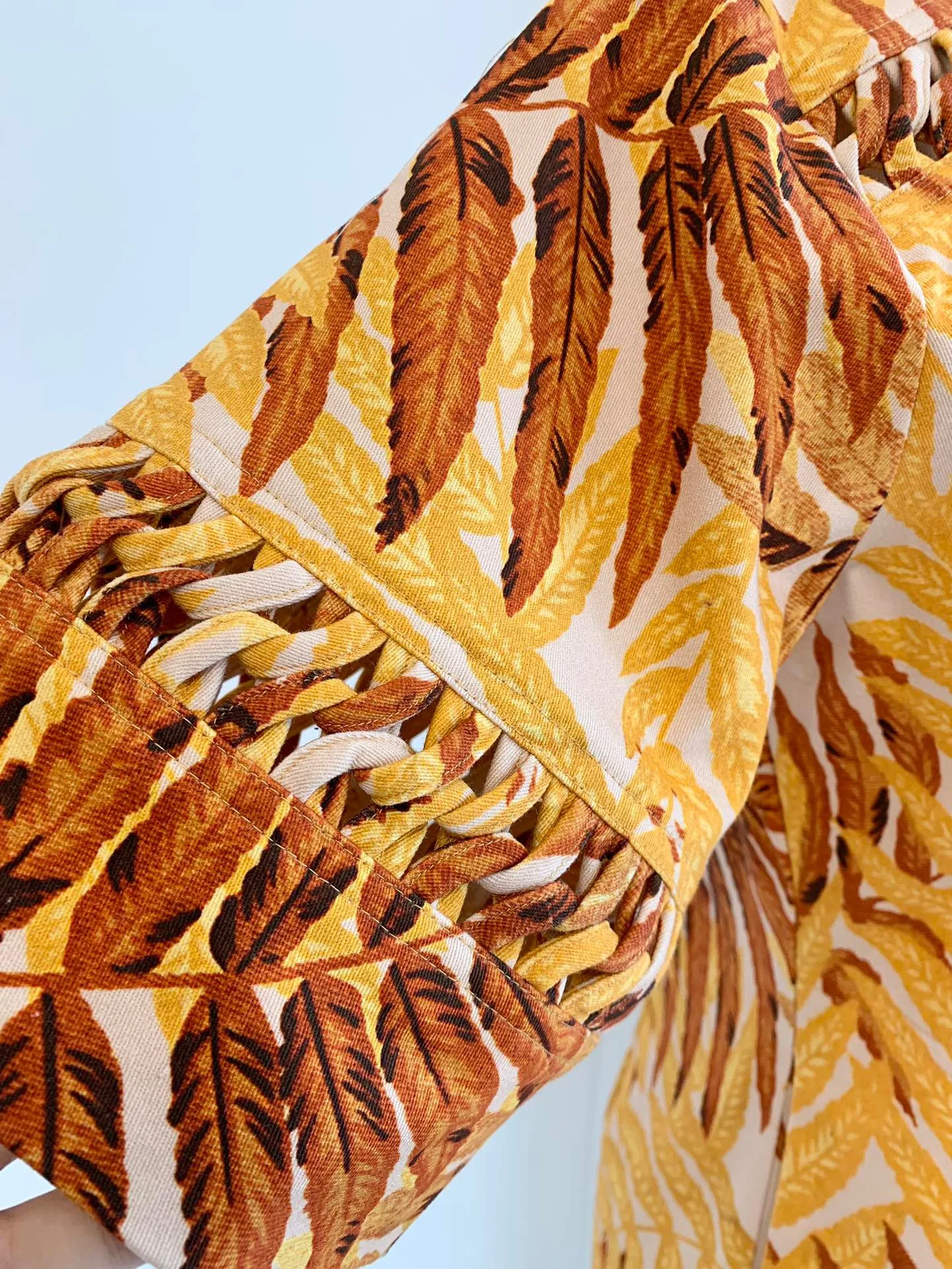 

Women Bandage Decoration Vintage Print High Waist Mini Dress