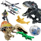 Фигурка динозавра Юрского периода Colinbu 2022, строительный блок, игрушка динозавр T-Rex, тираннозавр рекс, гироскоп, животное, модель Мирового парка, кирпич
