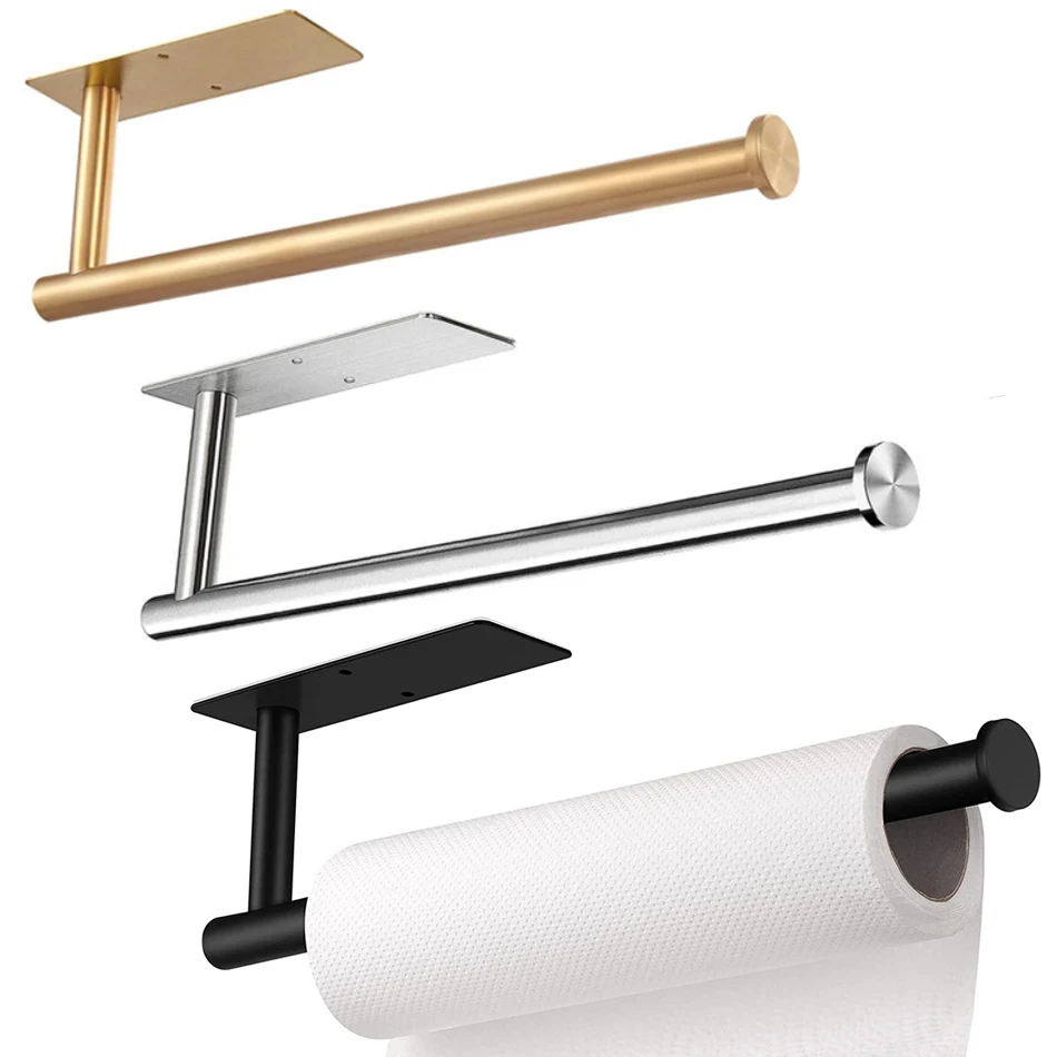 

1/2Pcs Paper Towel Holders SUS304 Stainless Steel Paper Towel Roll Hanger for Kitchen Bathroom Available In Adhesive and Drilled