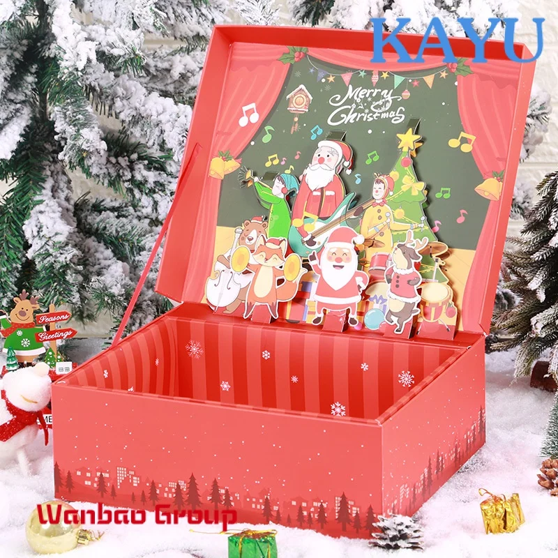 Custom High Quality Luxury Gift Box 3D Pop Up Surprise Paper Merry Christmas Packaging Card Box For Gift Packaging
