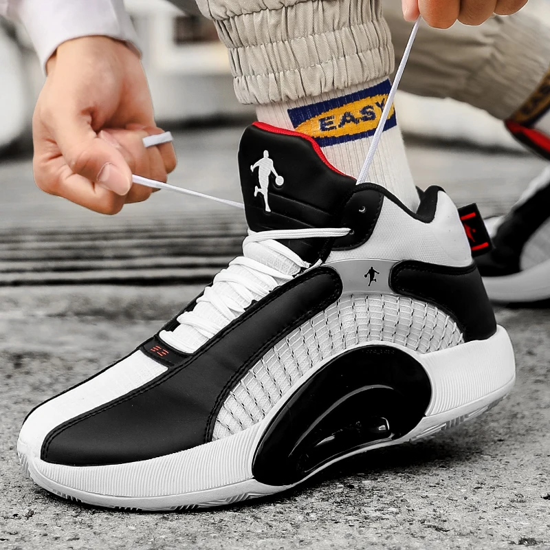 Summer New Comfortable Breathable Lightweight Soft Contrasting Color Yukong Series Stitching Trend High-top Basketball Shoes