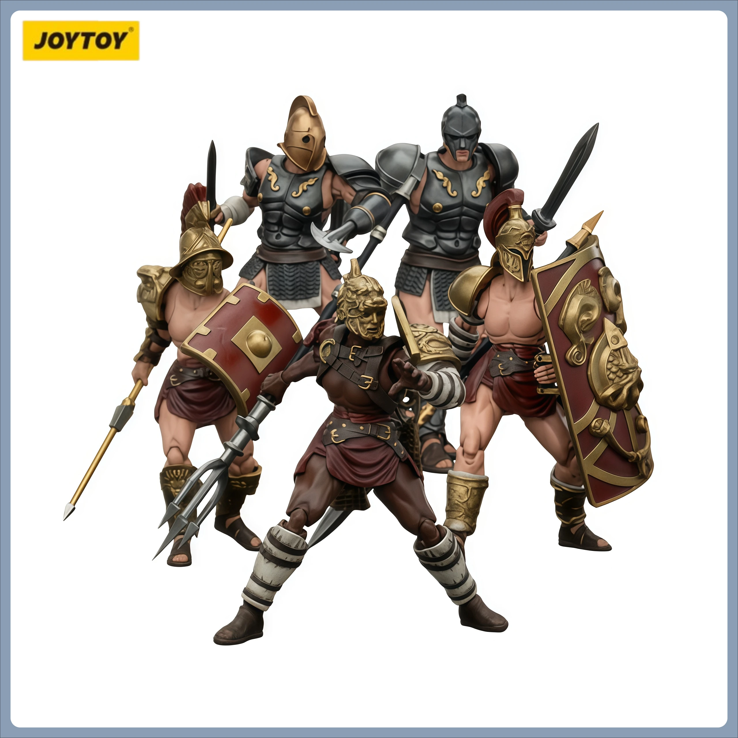 Фото Коллекционные фигурки JOYTOY 1/18: Римские гладиаторы (Димахарус, Хаста Сектор, Трекс, Ретиарус) — модели для декора и коллекции №1