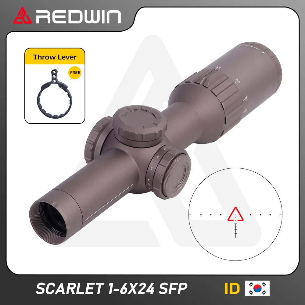 

Колпачок для объектива Red Win HD AR с регулировкой 1/2MOA, прицел с дальномерной сеткой и креплением к ветру, тактический шарнирный оптический прицел CQB 1-6x24SFP