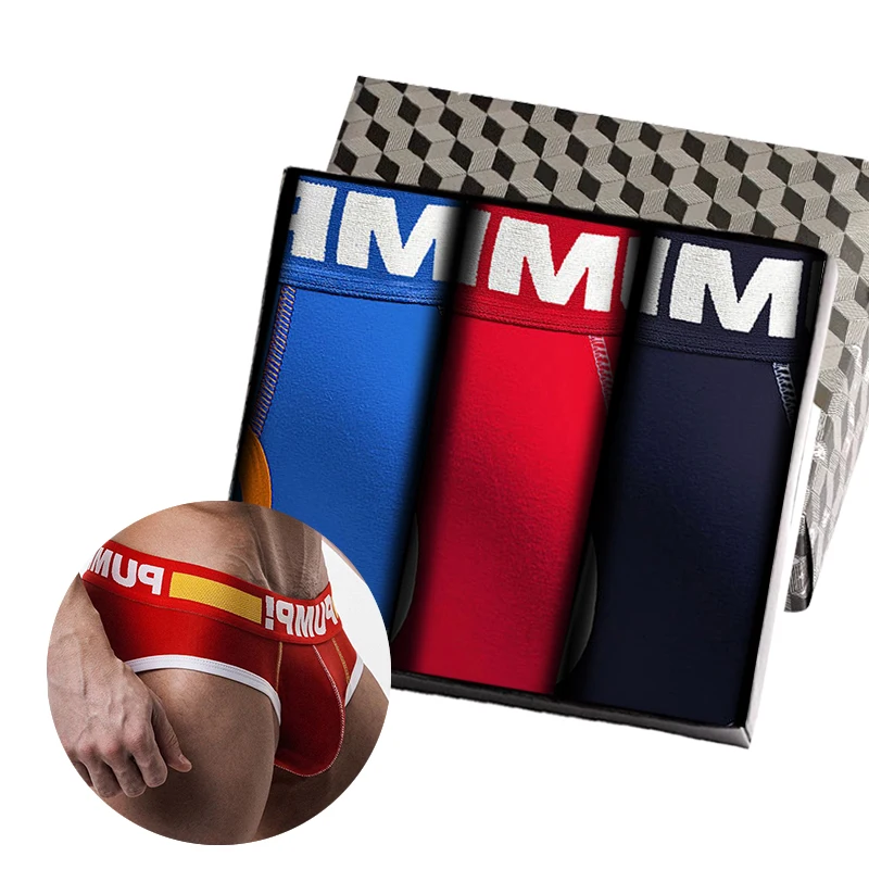 

3Pcs Sexy Man Underwear Brief Men Underpants Cotton Hip Raise Gay Panties Jockstrap Men's Briefs Ropa Interior Hombre Fashion