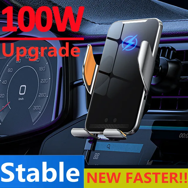 100W Wireless Car Charger Magnetic Auto Car Phone Holder Mount For iPhone 14 13 12 X Samsung Infrared Fast Car Charging Stand 1
