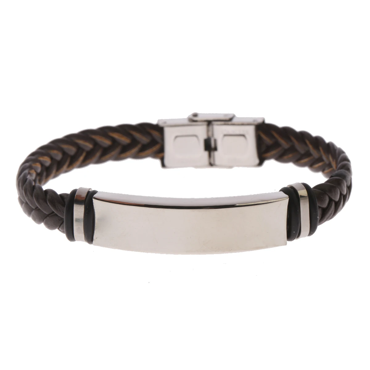 

Fashion Stainless Steel Braided Genuine Leather Men Bracelets Handmade Party Retro Bangles Jewelry Gift