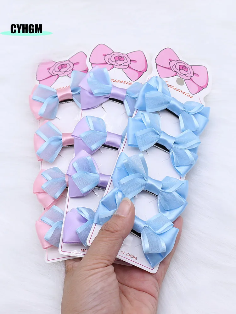 

4pcs/lot Fashion Hair Accessorie new ribbon hair clips for girls silk hairpins ladies handmade Barrettes c01-2