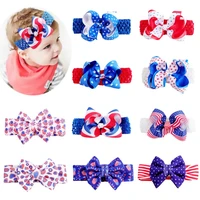 cotton hair bow headband hair hoop festival july 4th independence day striped flag hairband kids girls hair accessories headwear