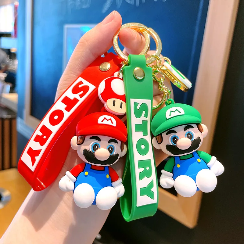 

Super Mario Keychain Anime Characters Maria Brothers Luigi Mushroom Bag Pendant Car Accessories Key Chain Decoration Gifts