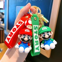 super mario keychain anime characters maria brothers luigi mushroom bag pendant car accessories key chain decoration gifts