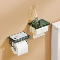 wall mount tissue rack punch free storage rack dustproof lid toilet paper box organizers creative napkin roll holder
