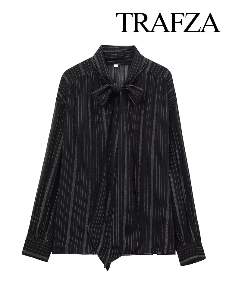 TRAFZA женская классическая рубашка в стиле ретро с металлическими линиями и