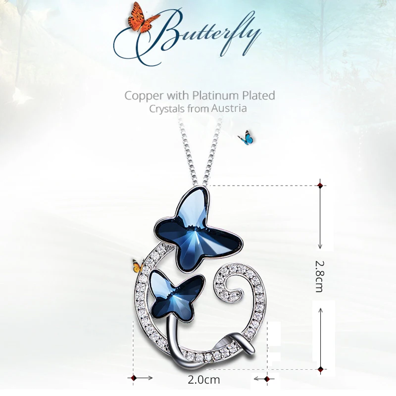 Новое ожерелье с подвеской-бабочкой оригинальные Кристаллы из австрийской глины