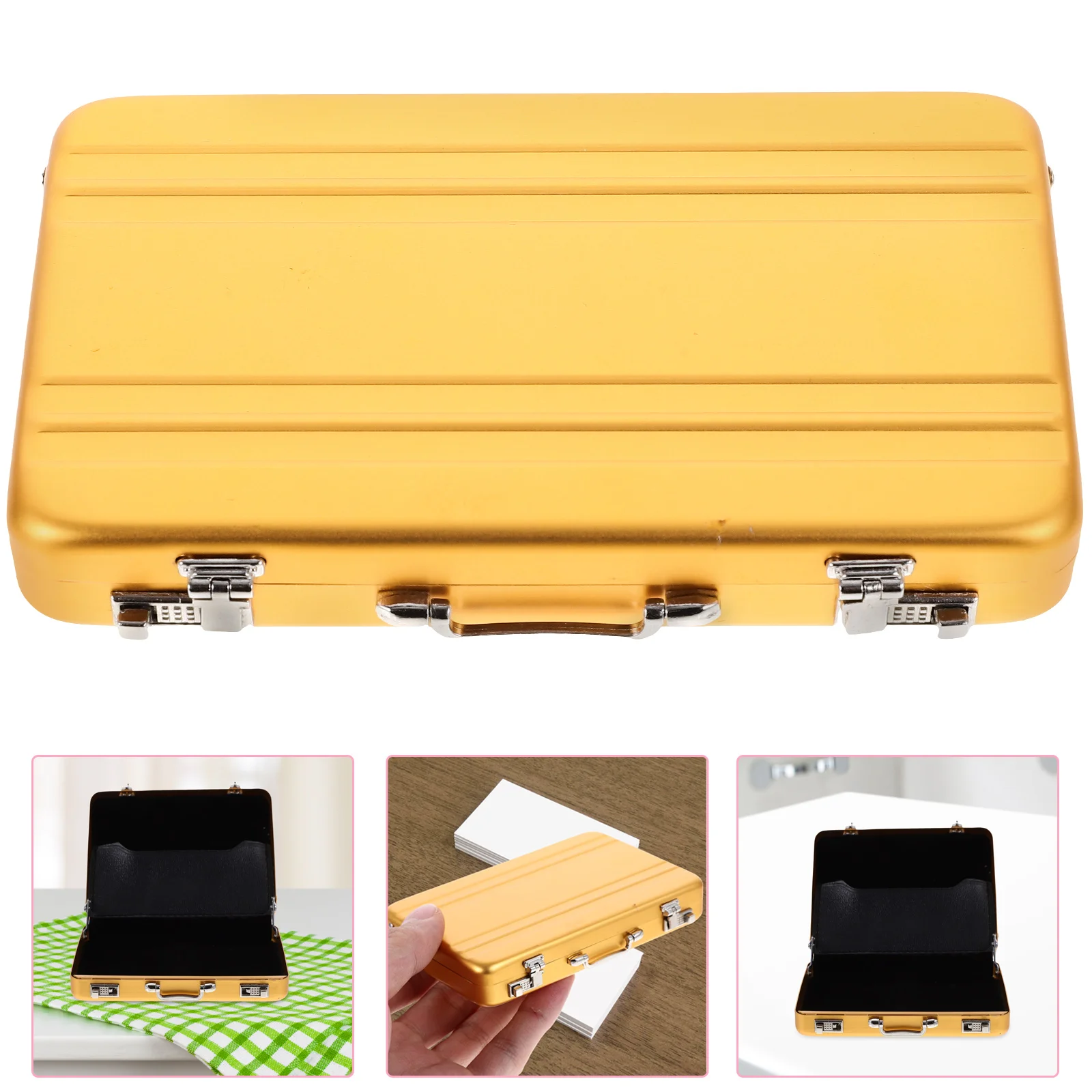 

Tabletop Organizer Flash Card Holder Mini Cards Container Aluminum Holders Men Desktop Man
