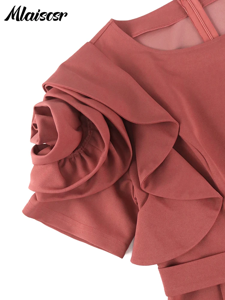 Mlaiscsr 3D Цветочное платье трапециевидной формы с короткими рукавами женское