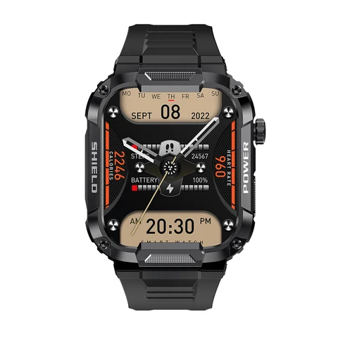 Прочные Военные мужские смарт-часы с большим аккумулятором 1,85 МХ, пульсометром, дюйма, Bluetooth-звонок, Смарт-часы для APP Gloryfit