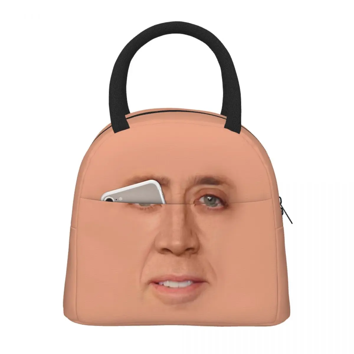 Lunch Bags for Women Kids Nicolas Cage Face Insulated Cooler Portable Picnic Work Oxford Lunch Box Bento Pouch