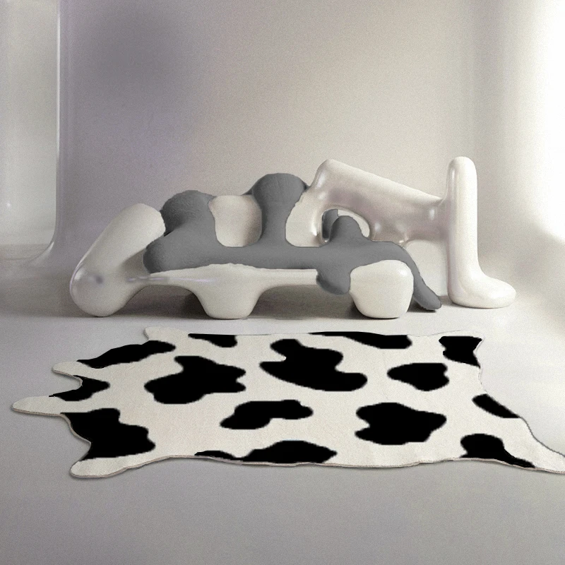 

IG Girly Bedroom Large Area Decorative Carpet Irregular Design Cow Light Color Livingroom Rugs Fluffy Soft Cute Coffee Table Mat