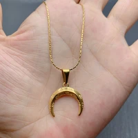 fashion vintage stainless steel plated gold jewelry moon pendant necklace for women 2022 gift wholesale