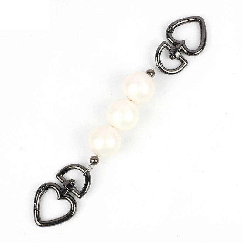

Bag Strap Extender Artificial Pearl Replacement Bags Chain Straps Heart Buckle for Clutch Purse Handbag