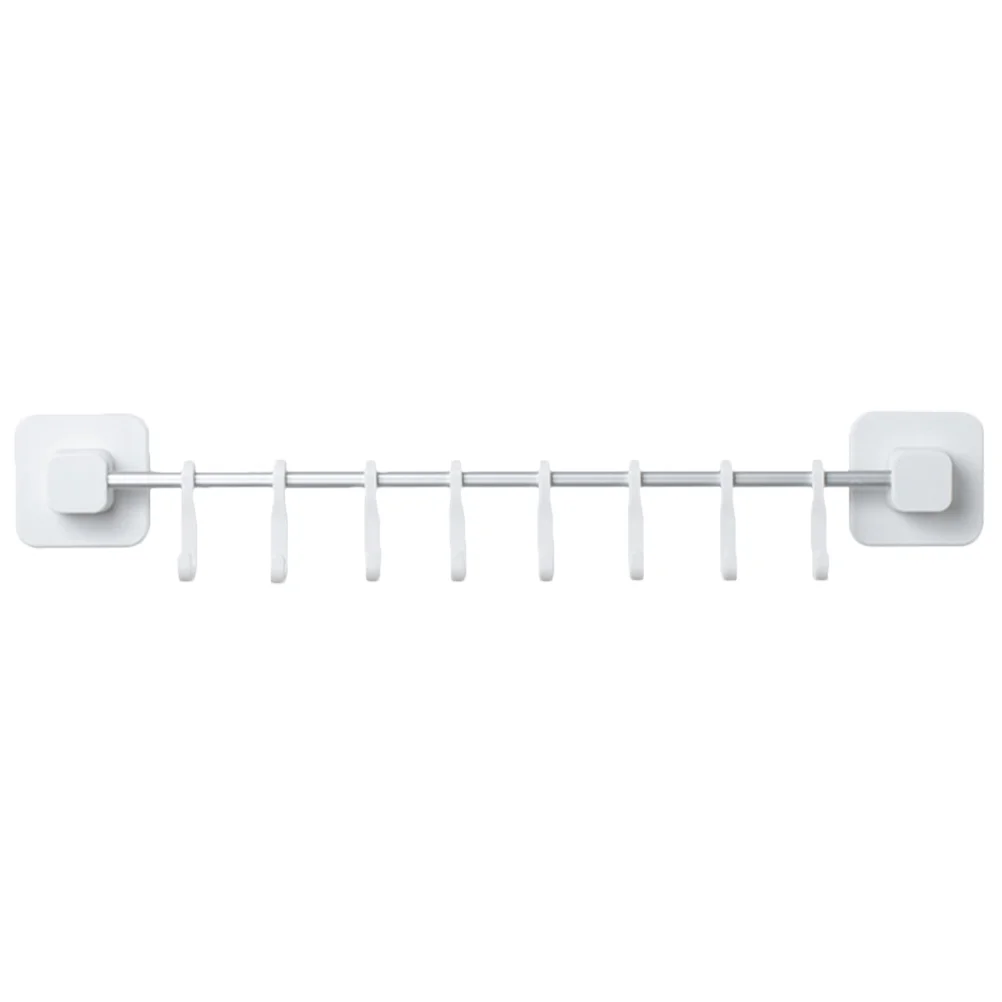 

Clothes Hangers Wall Mounted Kitchen Rail Rack Utensil With Hooks Hanging Shelf Space Saving Holder Spoon White