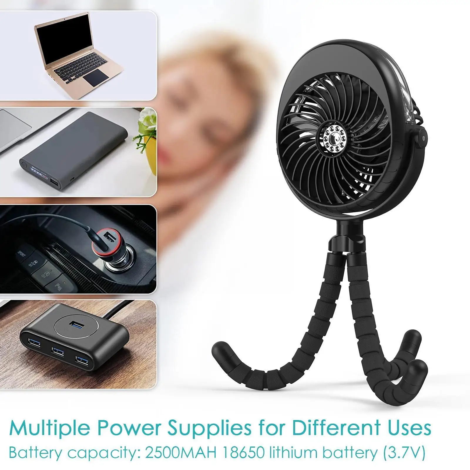 

Misting Stroller Fan,clip On Fan For Baby Portable Fan Rechargeable Usb Misting Fan With Flexible Tripod,50ml Water U8i1