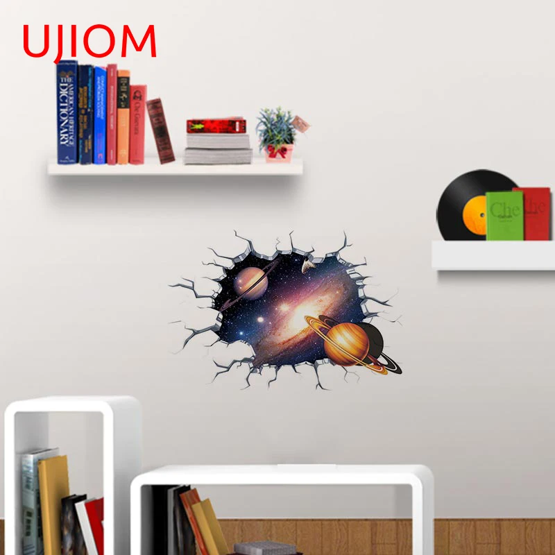 

UJIOM 13cm X 8.9cm Crack Printing Space Wall Sticker Waterproof Decals Living Room Bedroom Creativite Wallpapers Scratch-Proof