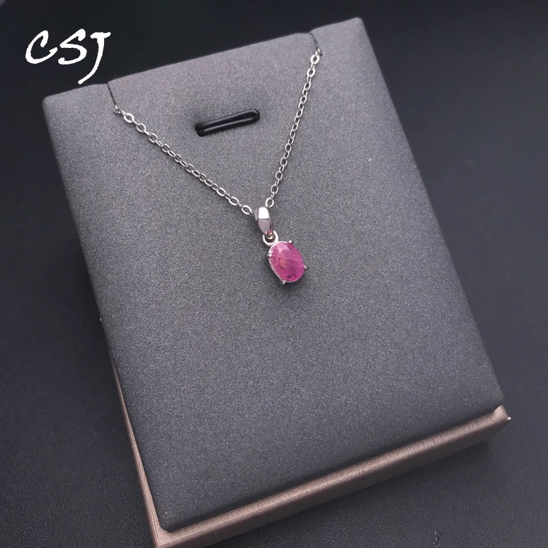 Женский кулон с рубином серебро 100% пробы 5 х7 мм