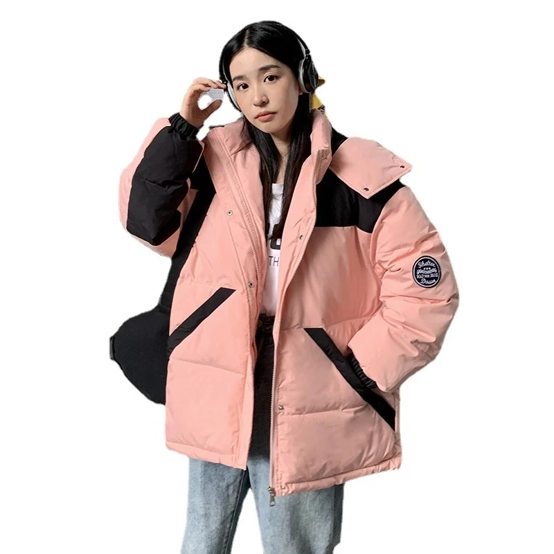 Winter Warm Thick Cotton Padded Jacket Female Splicing Outwear 2022 New Women's Winter Parkas Coat Loose Hooded Cotton Coat