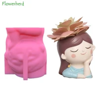 cute girl flower pot silicone mold epoxy plaster mold household tools succulent flower pot mold silicone mold for concrete