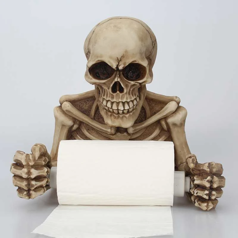 

Creative Skull Statue Roll Paper Holder Wall Mount Resin Sculpture Home Desk Decor Gift Halloween Party Decoration Dropshipping