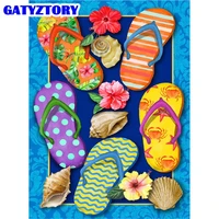 gatyztory painting by numbers for adults modern colored slippers oil painting handpainted canvas drawing home decor diy gift