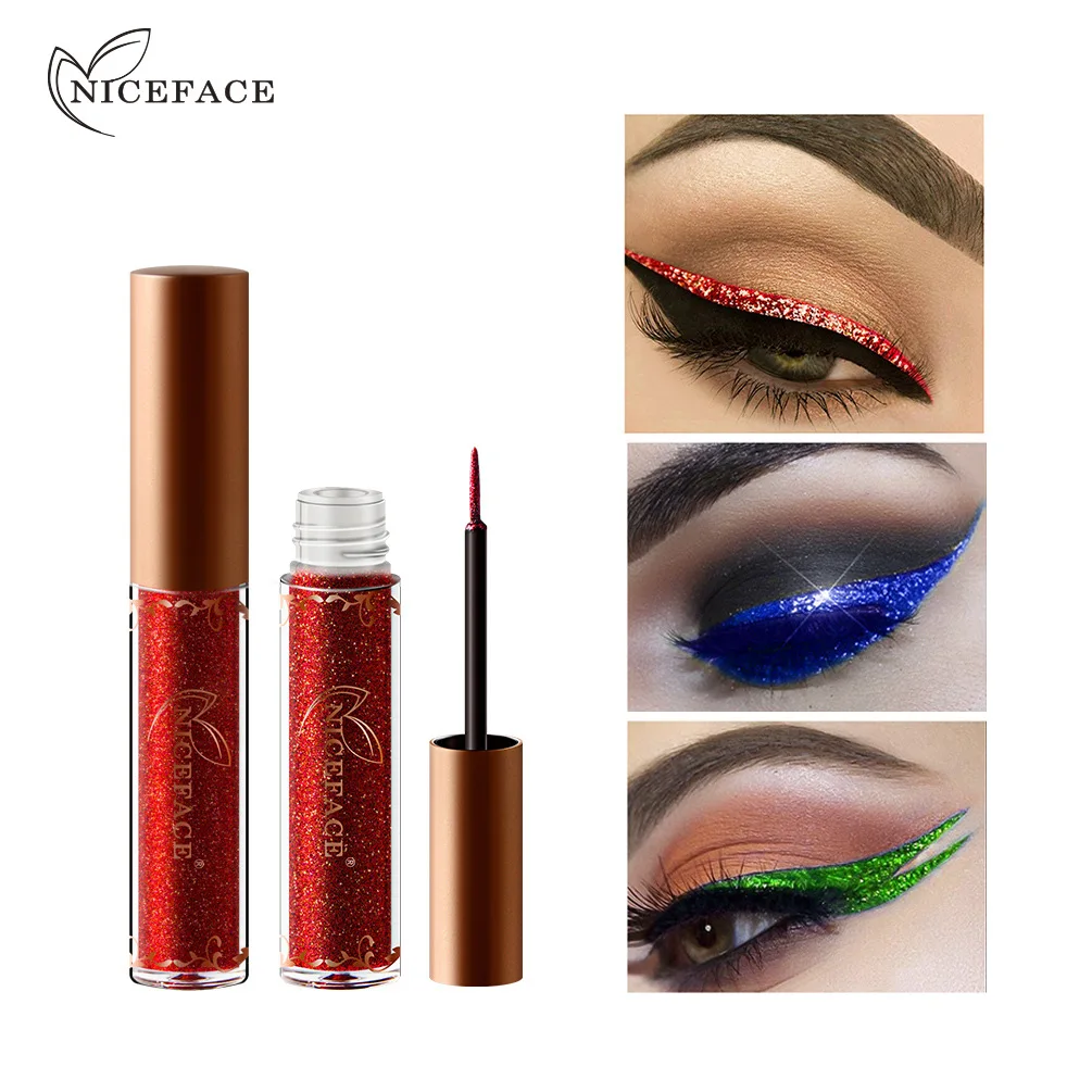 NICEFACE Metallic Color Shiny Diamond Liquid Eyeliner High Gloss Pearlescent Liquid Eyeliner 12 Colors
