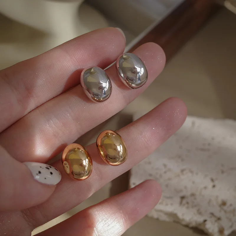 

Trendy Vintage 925 Silver Plated Korean Fashion Party Jewelry Big Statement Golden Chunky Stud Earrings For Women 2023 Trending
