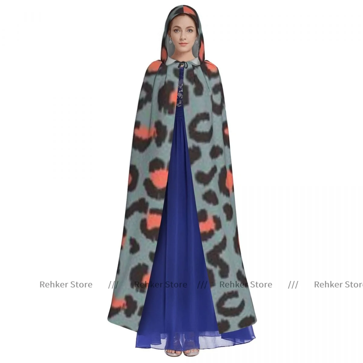 Женский леопардовый плащ с капюшоном