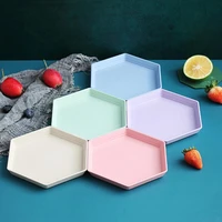 tray fruit plate hexagon party dessert snacks foods abs thicken supplies
