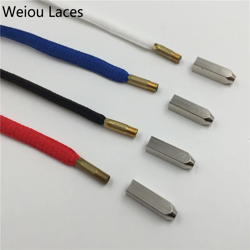 Weiou (20 Pcs/5 Sets) Luxury Shoelaces Gold Screw On Metal Aglets 5*5*19mm For Sneakers Shoe Laces DIY Replacement Custom Aglets