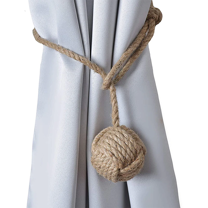 

4 Pack Curtain Tiebacks Handmade Natural Cotton Rope Holdbacks for Window Draperies, Thin and Thick, Home & Office & Outdoor Dec