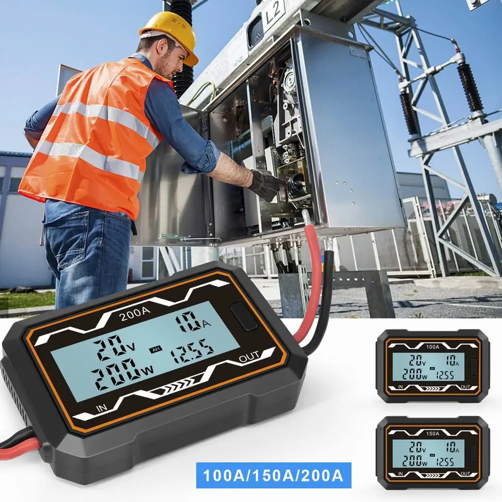 

200A Voltmeter Ammeter Current Monitor High Precision Volt Tester Power Energy Electricity Monitor Digital Wattmeter DC 0-60V