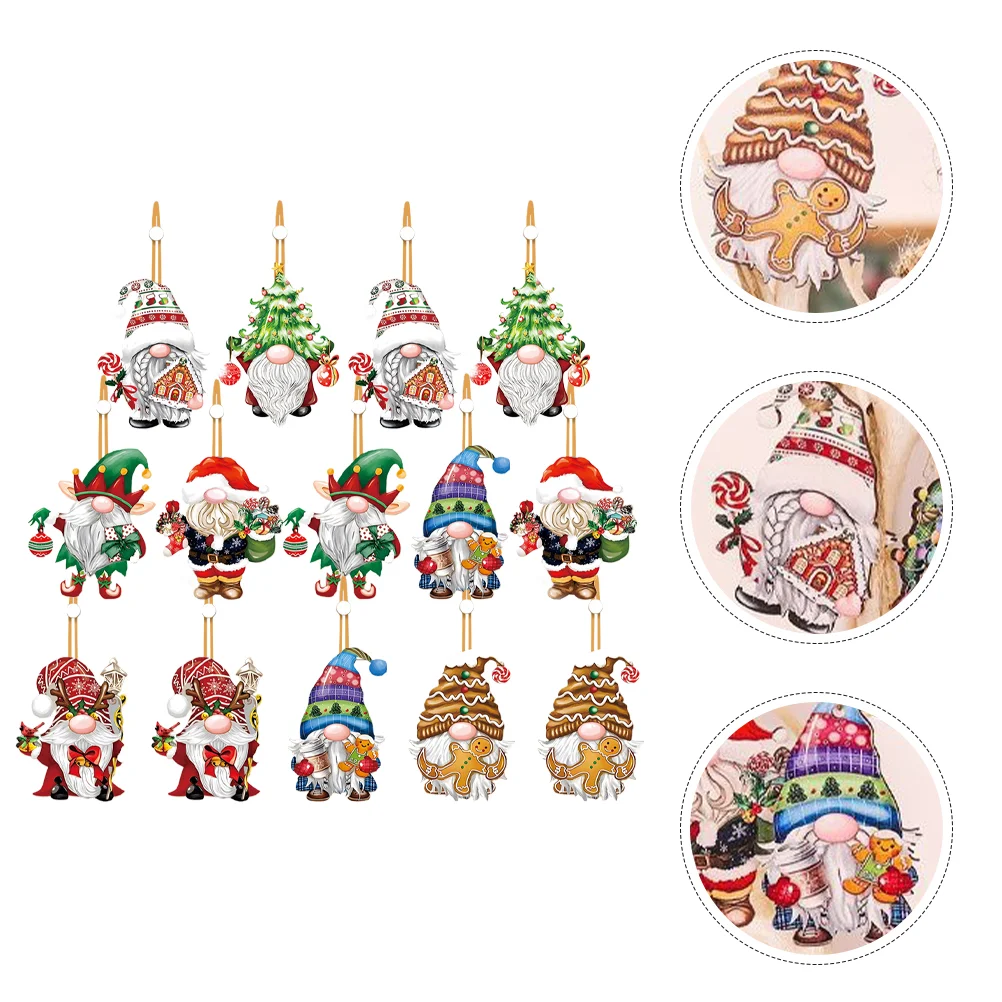 

Wood Gnome Cutouts Pendants Ornaments Christmas Tree Hanging Decors Christmas Decors Cartoon Colored Wooden Doll Pendant