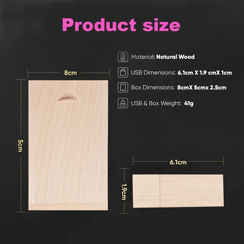 SHANDIAN Деревянный USB-накопитель 128 ГБ Модная подарочная коробка Memory Stick 64 100%