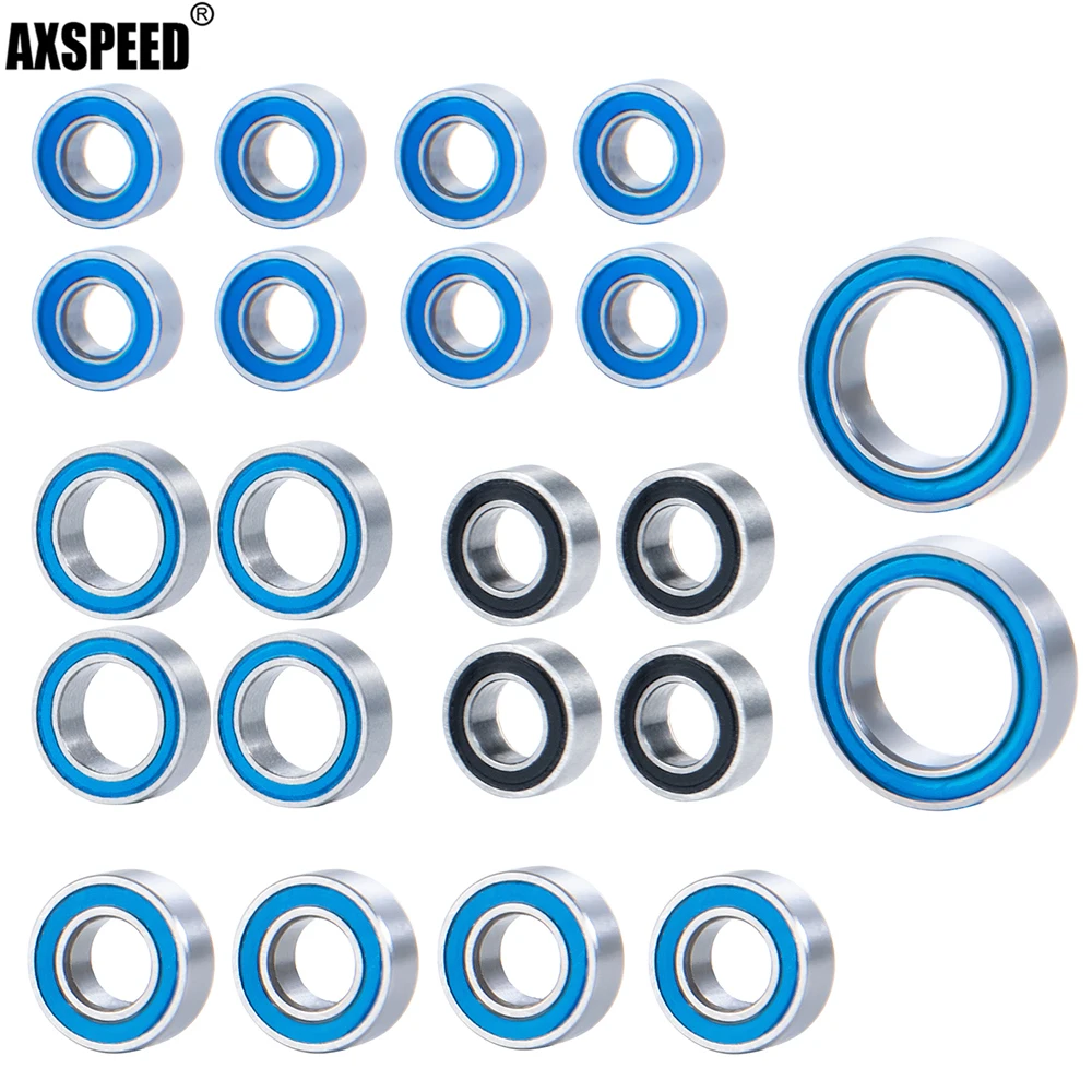 

AXSPEED 22Pcs Ball Bearing Kit for 1/18 TRX-4M Bronco Defender RC Crawler Car Blue Rubber Sealed Chrome Steel