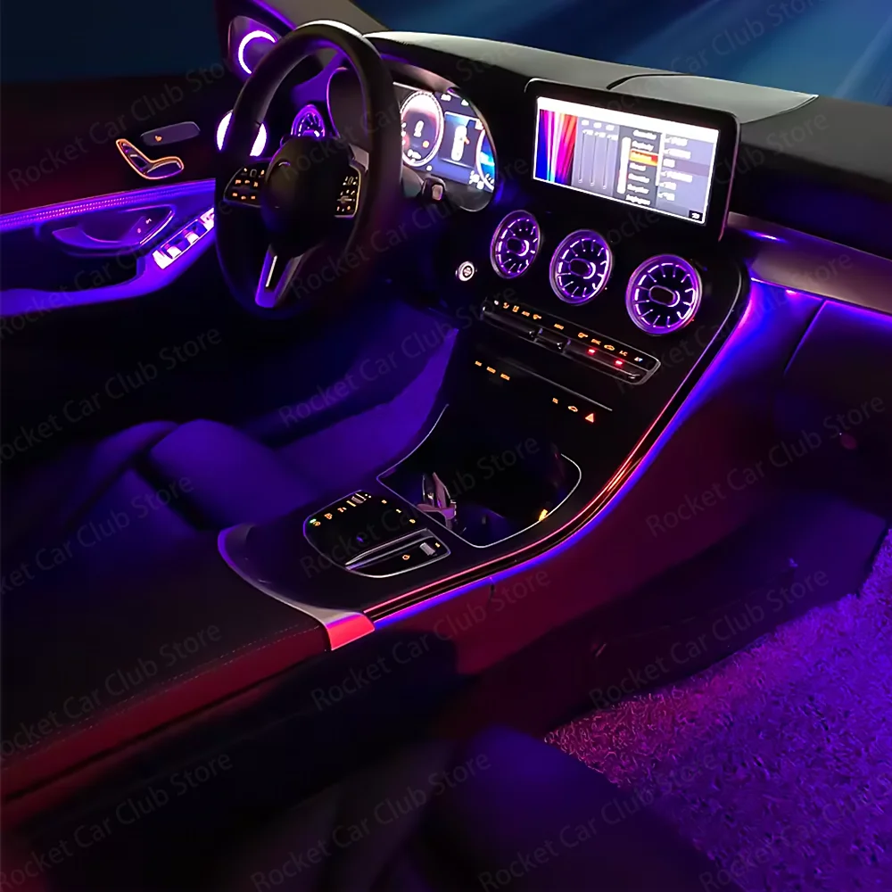 Фото 64-цветное окружающее освещение для Mercedes Benz W205 GLC Coupe C43 C63s Автомобильная светодиодная турбина Вентиляционные отверстия Крышка динамика Декоративная лампа Аксессуар №5